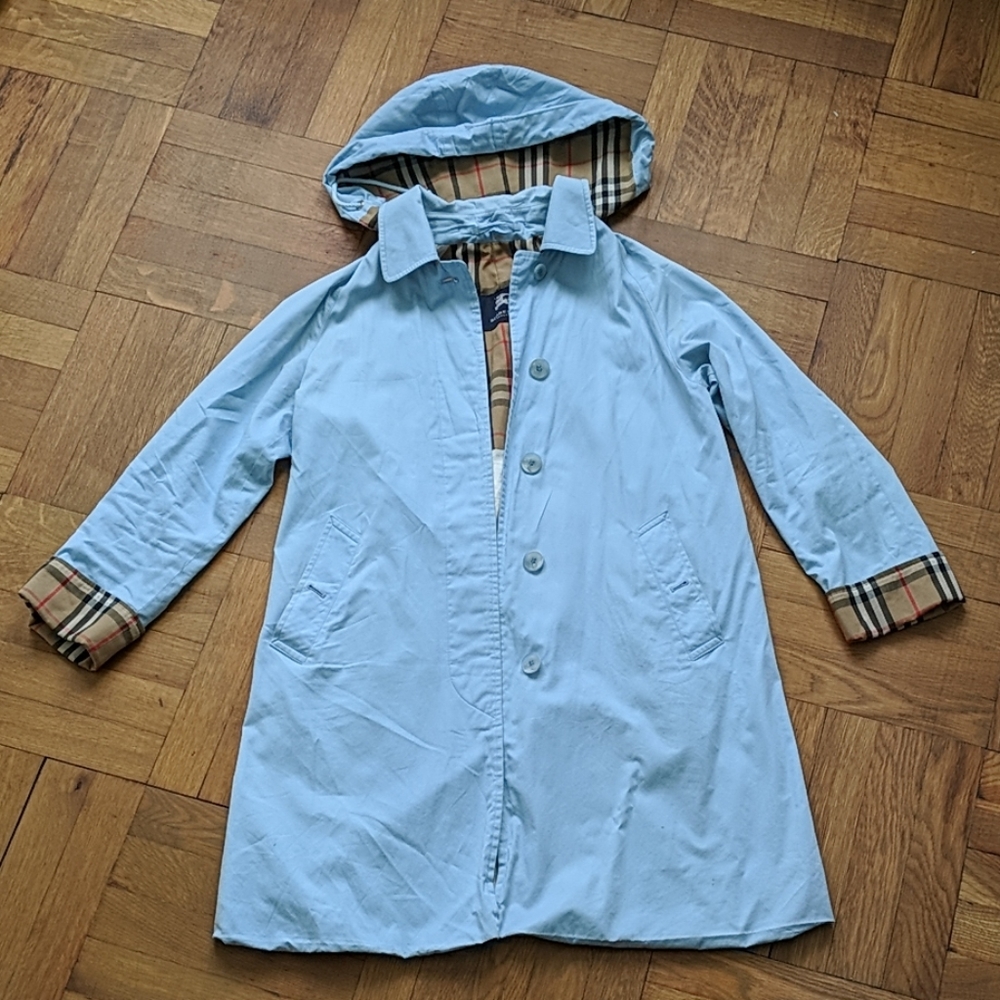 Burberry Authentic Sky Blue Trench Coat